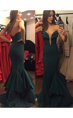 Dunkelgrüne Satin Trompete / Meerjungfrau Schatz Lange Ballkleider (GJT3940)