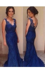 Königsblaue Spitzentrompete / Meerjungfrau überbackene Bodenlange Ballkleider (GJT3966)