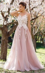 A-linie Juwel Bodenlang Mit Applikation Tüll Kleid JTC10053