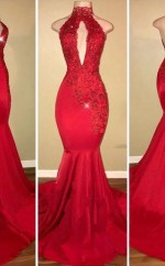 Meerjungfrau Halfter Zug Mit Applikation Satin Kleid JTC11483