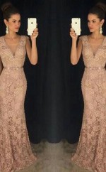 Meerjungfrau V-ausschnitt Spitze Zugkleid JTC11833