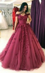 Schulterfreies Ballkleid Mit Appliziertem Tüllkleid JTC17303