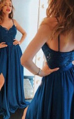 A-linie Spaghettiträger Zug Mit Perlen Chiffon Kleid JTC19823 Trainieren