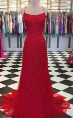 A-lineprincess Tüllapplikation Spaghettiträger Zugkleid JTC21893