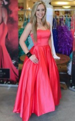 Ballkleid Satin Schatz Bodenlang Mit Rüschen Kleid JTC3633