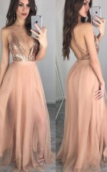 A-linie Chiffon Spaghettiträger Bodenlang Mit Paillettenkleid JTC5573