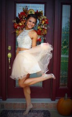 A-line Tüllschaufel Shortmini Mit Perlen Zweiteiliges Kleid JTC6393