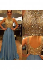 A-line Chiffon-schaufelzug Mit Perlenkleid JTC763