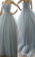 Ballkleid Schatz Mit Perlen Bodenlangen Tüll Kleid JTC9343