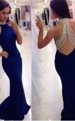 High-neck-zug Aus Scheidenjersey Mit Perlenkleid JTCv1243