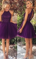 A-line Tüll Halfter Shortmini Mit Perlenkleid JTCv4103