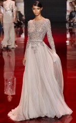 A-linie Chiffon High Neck Langarm Zug Mit Applikation Kleid JTCv48823