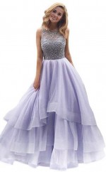 Ballkleid Organza Schaufel Bodenlang Mit Perlenkleid JTCv5113