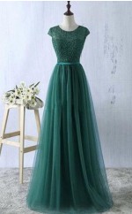 A-linie Tüllschaufel Bodenlang Mit Spitzenkleid JTCv6993