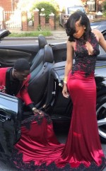 Scheide Juwel Zug Mit Applikation Seide Wie Satin Kleid JTCvo193