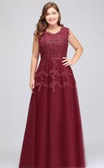 Burgunder Lange Illusion Brautjungfer / Party Kleider PPBD002