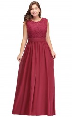 Burgunder Langes Juwel Brautjungfer / Partykleider PPBD004