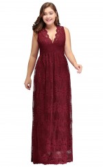 Burgunder Lange Brautjungfer / Partykleider Mit V-ausschnitt PPBD005