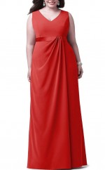 Rote Lange Brautjungfern- / Partykleider Mit V-ausschnitt PPBD014