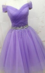 Flilac Von Schulter Kurzer Lila Abschluss ballkleid REAL007