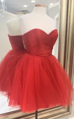 Schatz Einfaches Kurzes Rotes Abschluss ballkleid REAL035