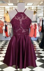 Burgunder Junior Spitze Formelles Heimkehrkleid REAL037