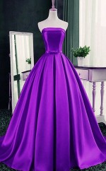 Lila Lange Satin -promkleid REALS044