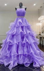 Organza Purple Rüschen Ballkleider REALS046
