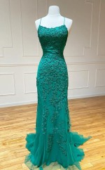 Grüne Meerjungfrau Spitzen -promkleid REALS065