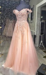 Aus Dem Schulterrosa Spitzen -Abschluss ballkleid REALS094