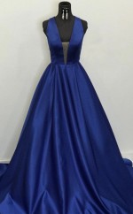 Blau Langes Formales Abendkleid REALS096
