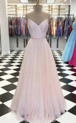 Rosa Langes Formales Abendkleid REALS117