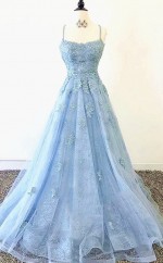 Blaues Spitzen -formales Abendkleid REALS121