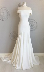 Off Schulter Elfenbein Meerjungfrau Prom Formal Abendkleid REALS128