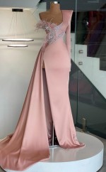 Langarm Ein Schulter -Meerjungfrau -prom -kleid REALS154
