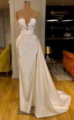 Elfenbein Meerjungfrau Langes Abschluss ballkleid REALS160