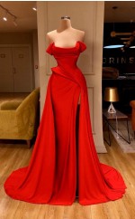 Sexy Rote Hohe, Gespaltene Lange Abschluss ballkleid REALS199