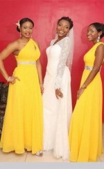 A-linie One-shoulder-perlen Modernes Chiffon-gelbes Brautjungfernkleid RP03642