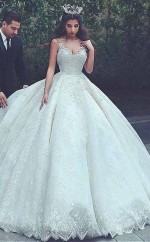 Ballkleid Brautkleid Mit V-ausschnitt Und Spitzenapplikationen Twa1872