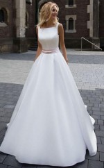 Zum Verkauf Prinzessin Einfaches A-linie Satin-elfenbein-hochzeitskleid Twa2052