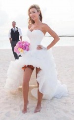 Vintage High Low Strand Brautkleid Trägerloses Weißes Brautkleid Twa2972