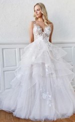 Ballkleid Mit V-ausschnitt Brautkleid Lagenrock Brautkleid Twa3452
