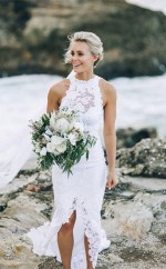 Illusion Ausschnitt Split Sweep Zug Brautkleid Mit Offenem Rücken Brautkleid Twa4712