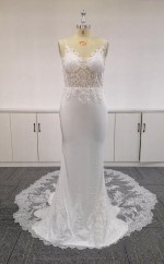 Brautkleid Im Meerjungfrau-stil Mit Schleppe Rückenfreier Elfenbeinfarbener Satin Und Tüll Twa4722