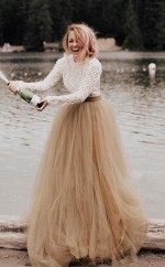 A-line Langarm Rückenfreies Prinzessinkleid Hochzeitskleid Brautkleid Twa4842