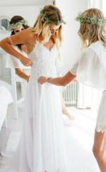 Romantisches Schatz-chiffon-strandhochzeitskleid Mit Spitze Twb2012