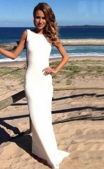 Rückenfreies Mantel Chiffon Langes Brautkleid Formelles Kleid Twb2342