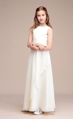 Weiße Chiffon Kinder Mädchen Brautjungfern Kleid GBCH042