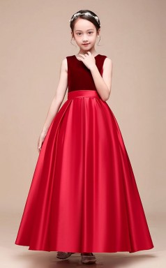 Erschwingliches Burgunder Juwel Junior Brautjungfernkleid Bodenlanges Festzugskleid Mit Bogen GBCH048