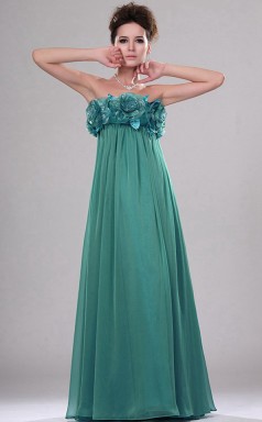 Jade Chiffon A-Linie trägerlos lange Brautjungfer Kleid(GBD444)